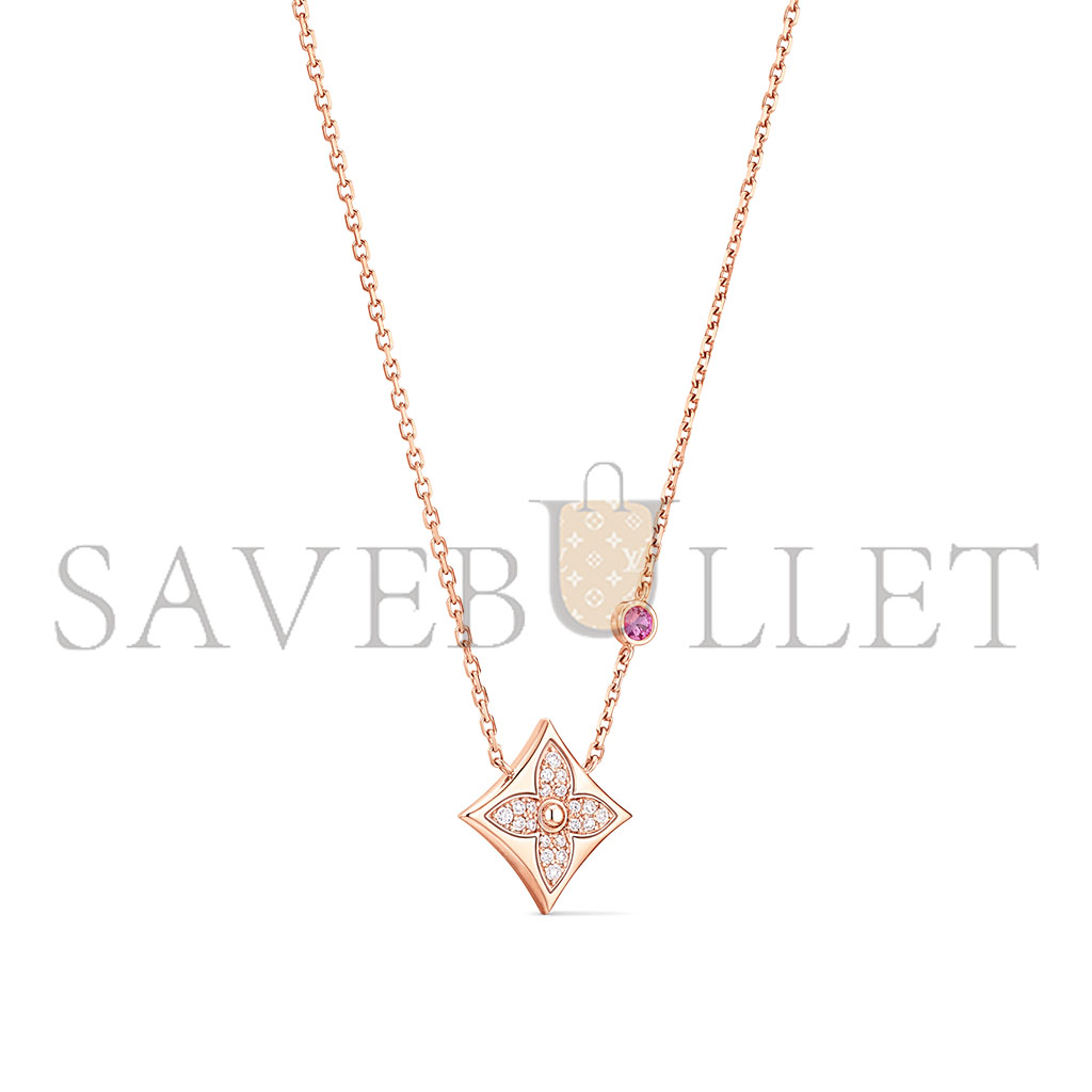 l**is V*t*n color blossom qixi limited edition bb star pendant, pink gold, pink sapphire and diamonds q03274